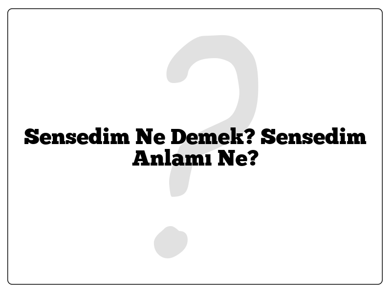 Sensedim Ne Demek? Sensedim Anlamı Ne?